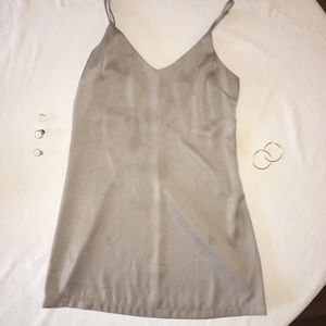 Strapless dress with silver silky finish